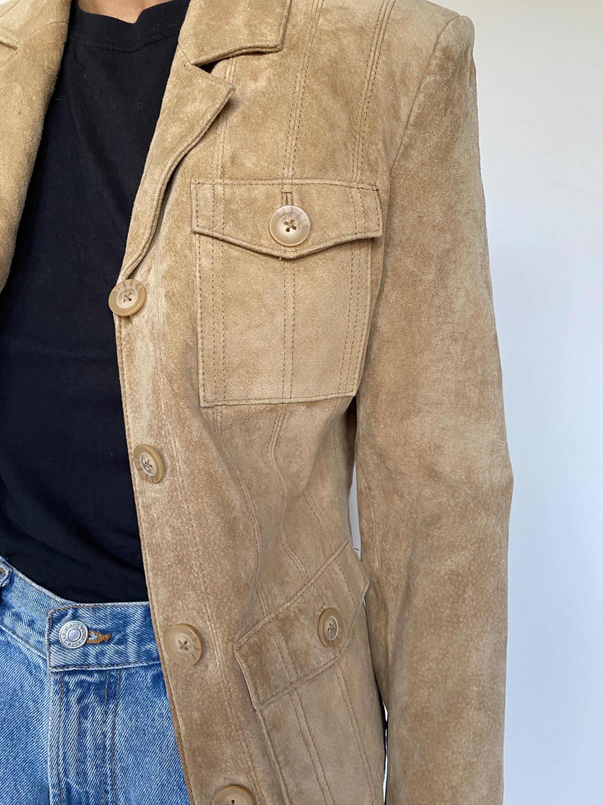 VINTAGE BEIGE SUEDE LEATHER JACKET 3038