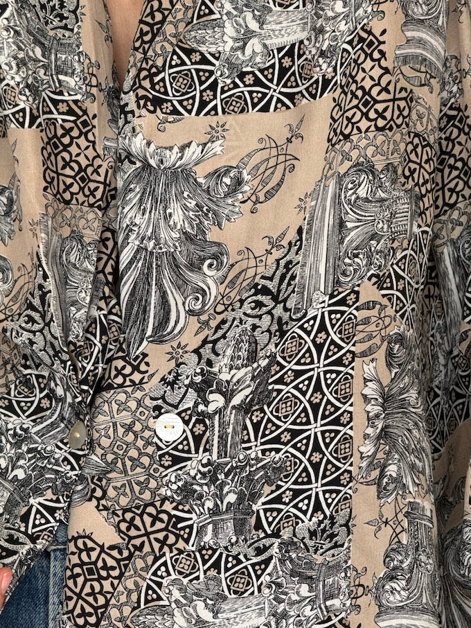 Vintage Printed Silk Blouse 6058