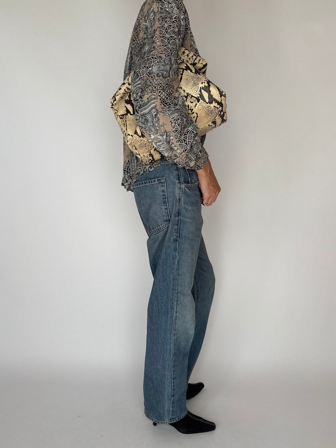 Vintage Printed Silk Blouse 6058