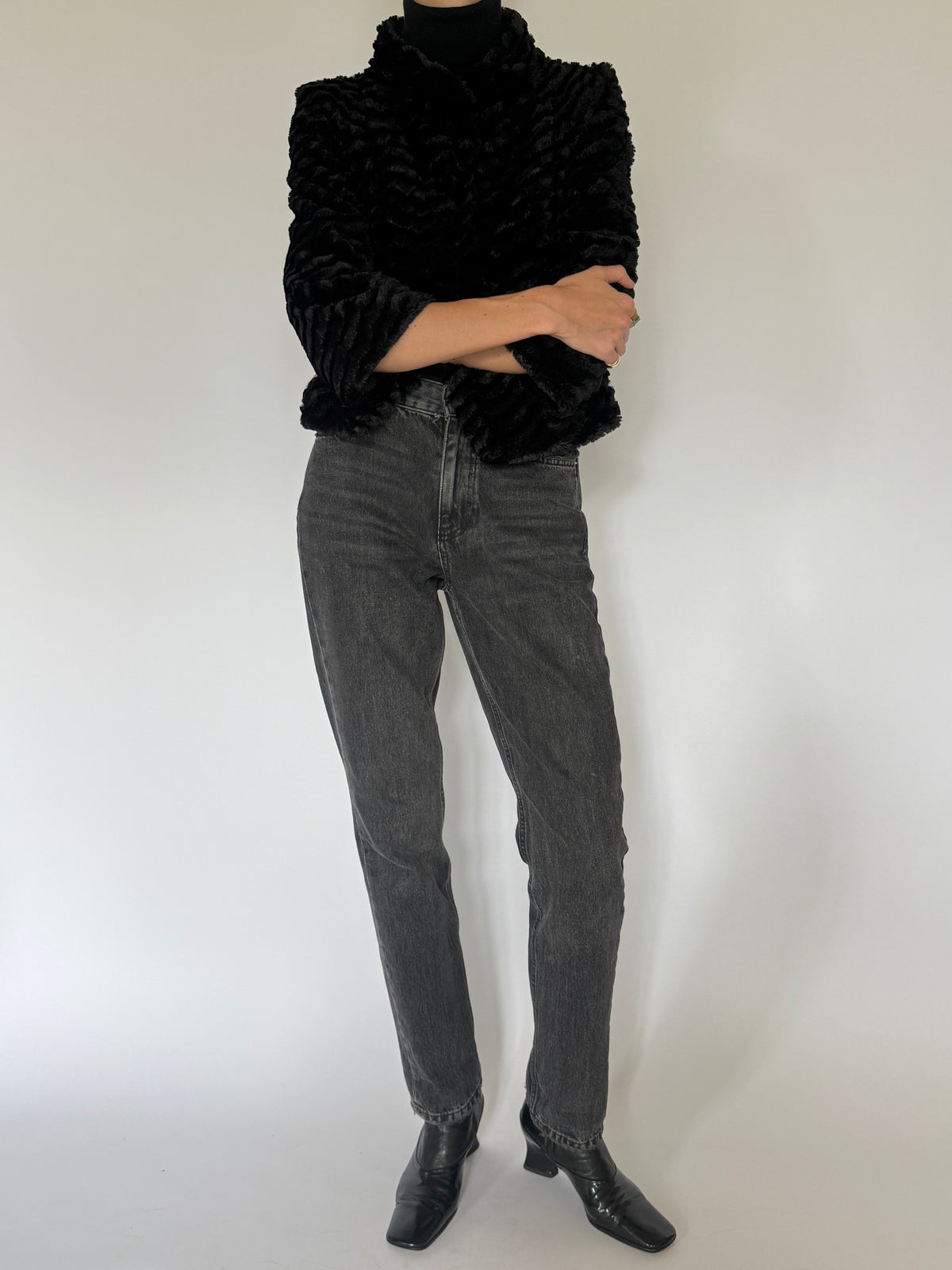 Vintage Cropped Faux Fur Jacket 7584