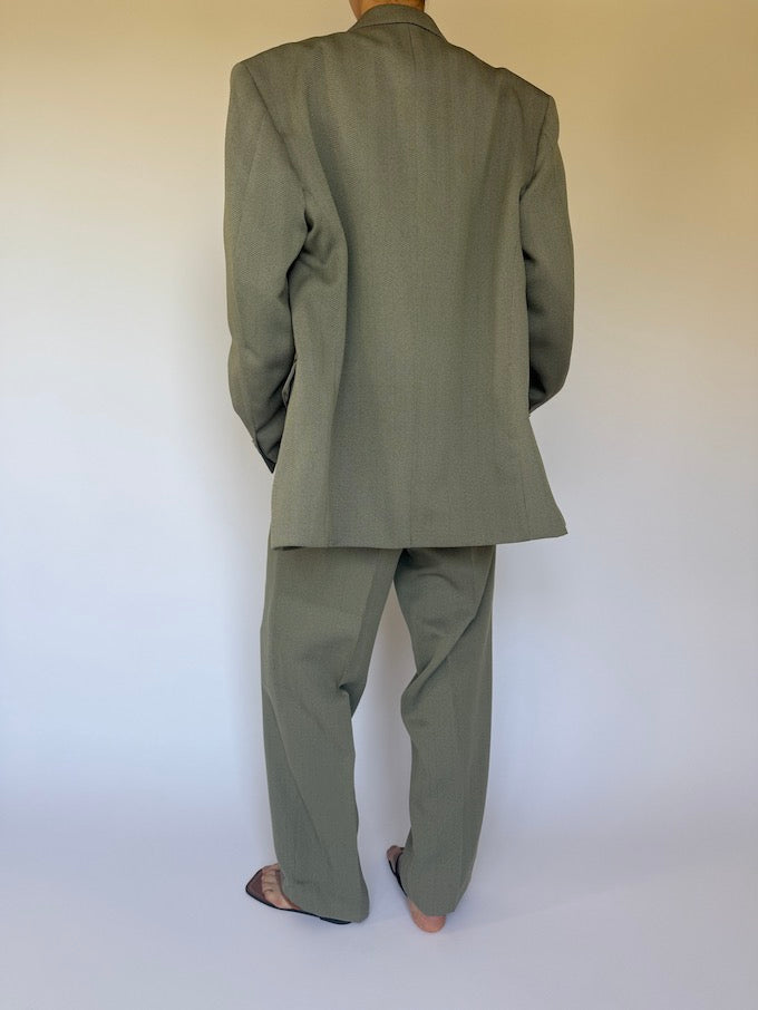 Vintage oversized two-piece suit green 6077