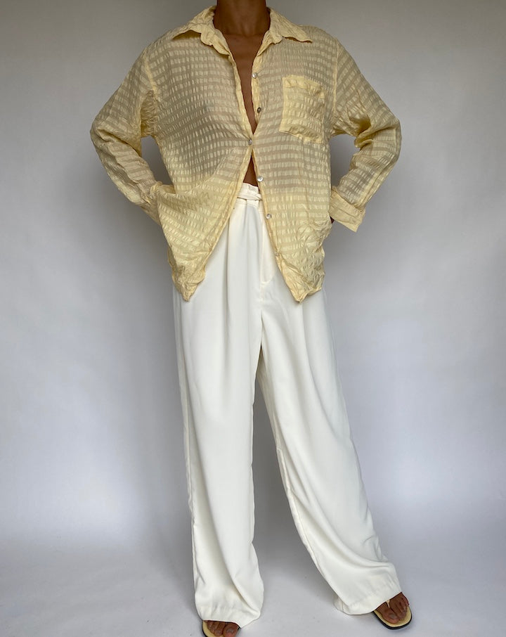 VINTAGE YELLOW SILK BLOUSE 732