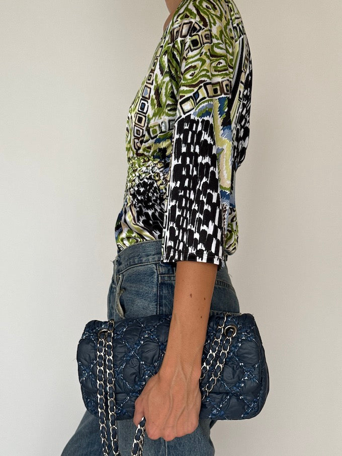 Vintage Green Printed Top 3592