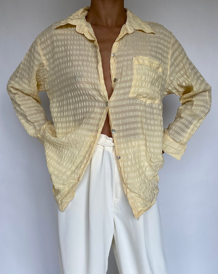 VINTAGE YELLOW SILK BLOUSE 732