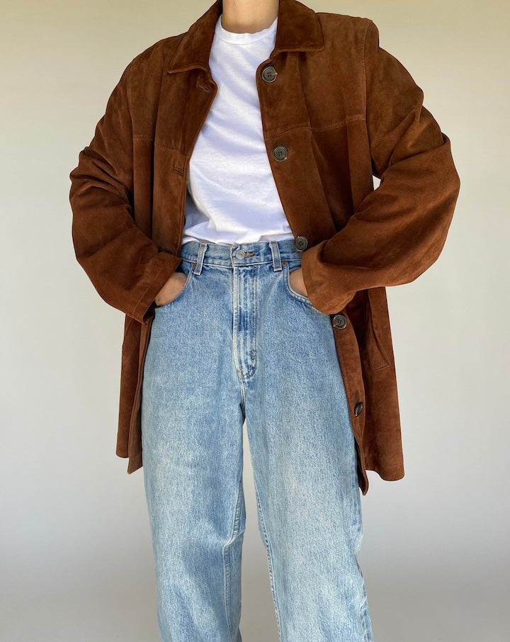 VINTAGE BROWN SUEDE LEATHER JACKET 1106