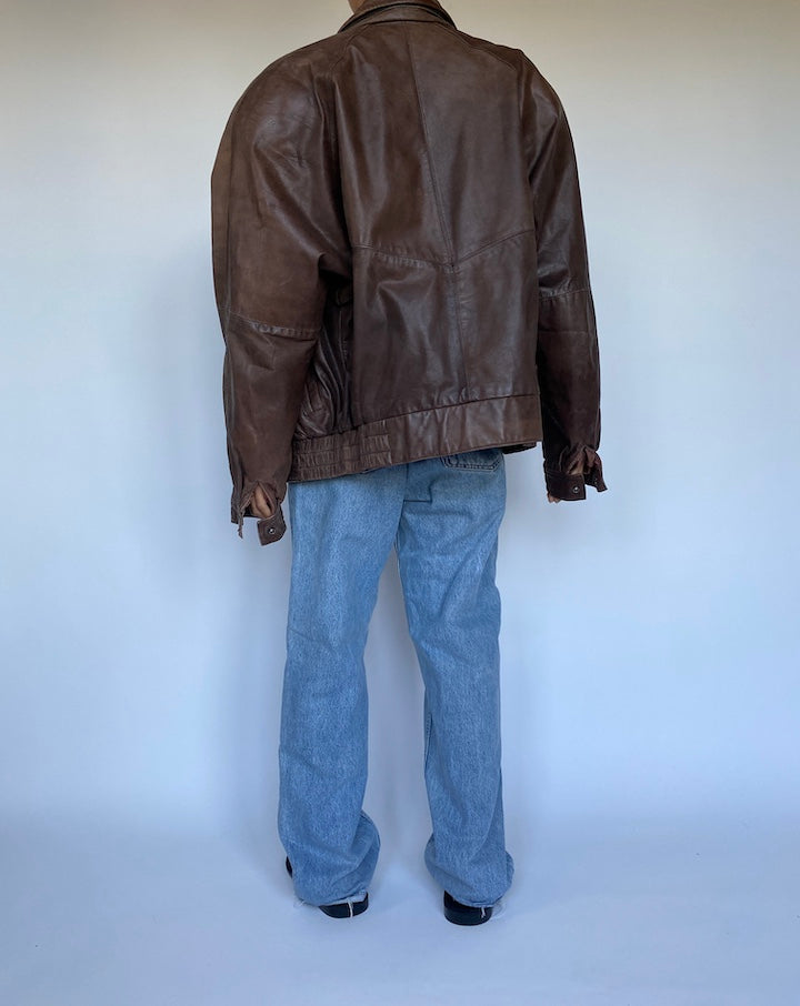 VINTAGE BROWN LEATHER JACKET 3044