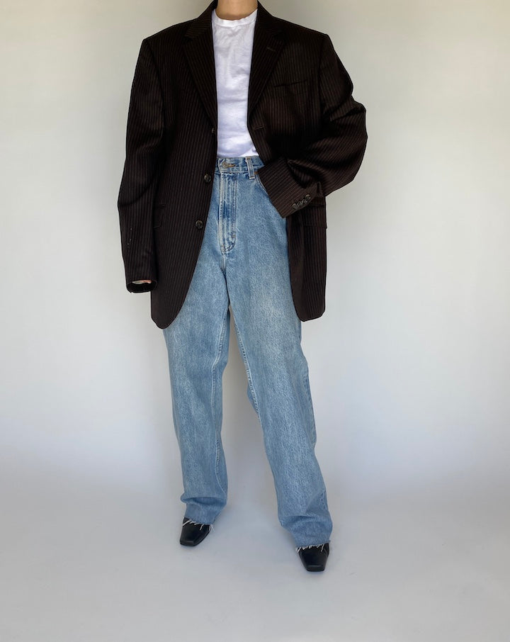 VINTAGE BROWN PINSTRIPED WOOL/CASHMERE BLAZER 1108