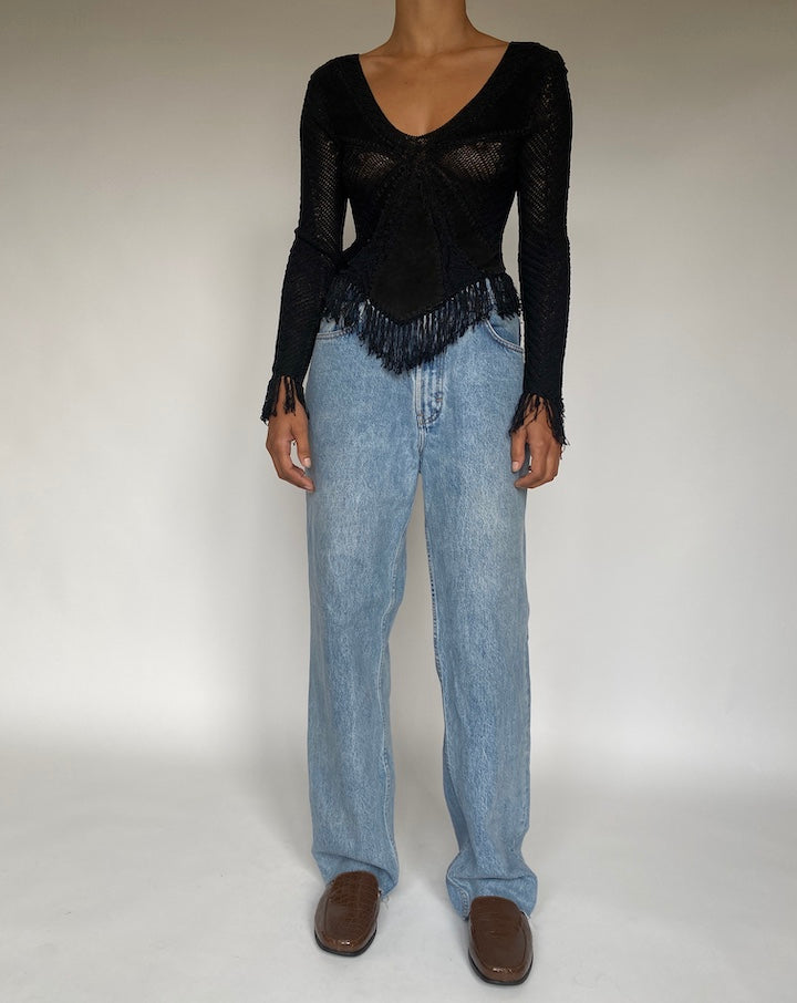 VINTAGE BLACK KNITTED TOP 1736