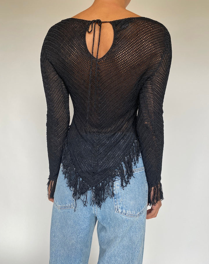 VINTAGE BLACK KNITTED TOP 1736