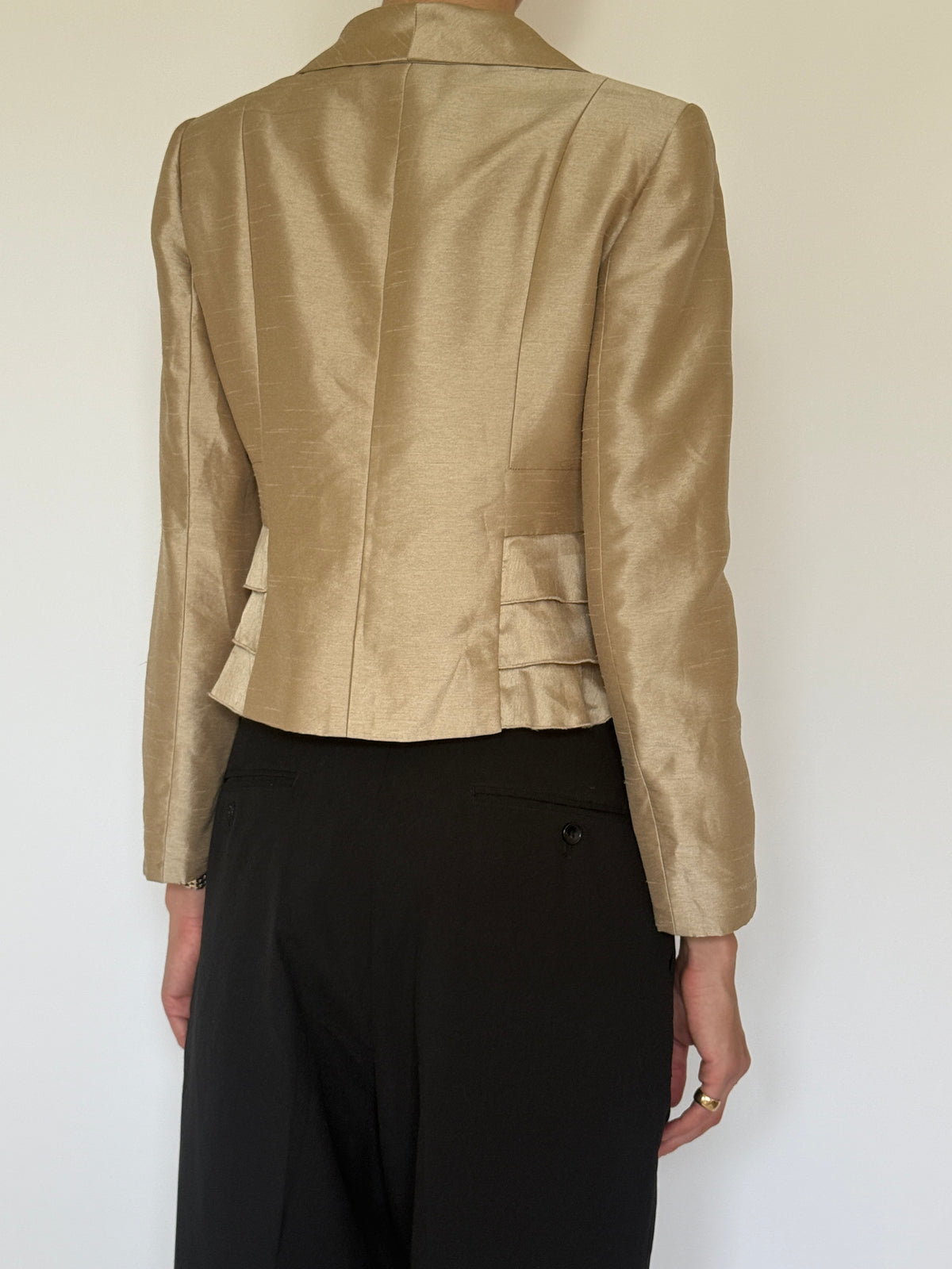 Vintage Cropped Shimmer Blazer Champagne 7412