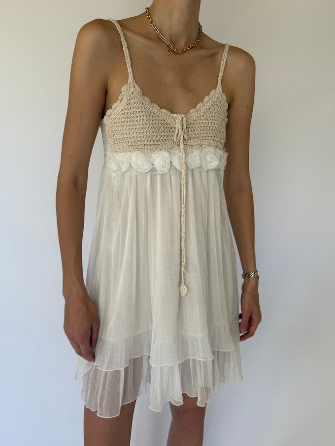 Vintage mini dress in cream 6098