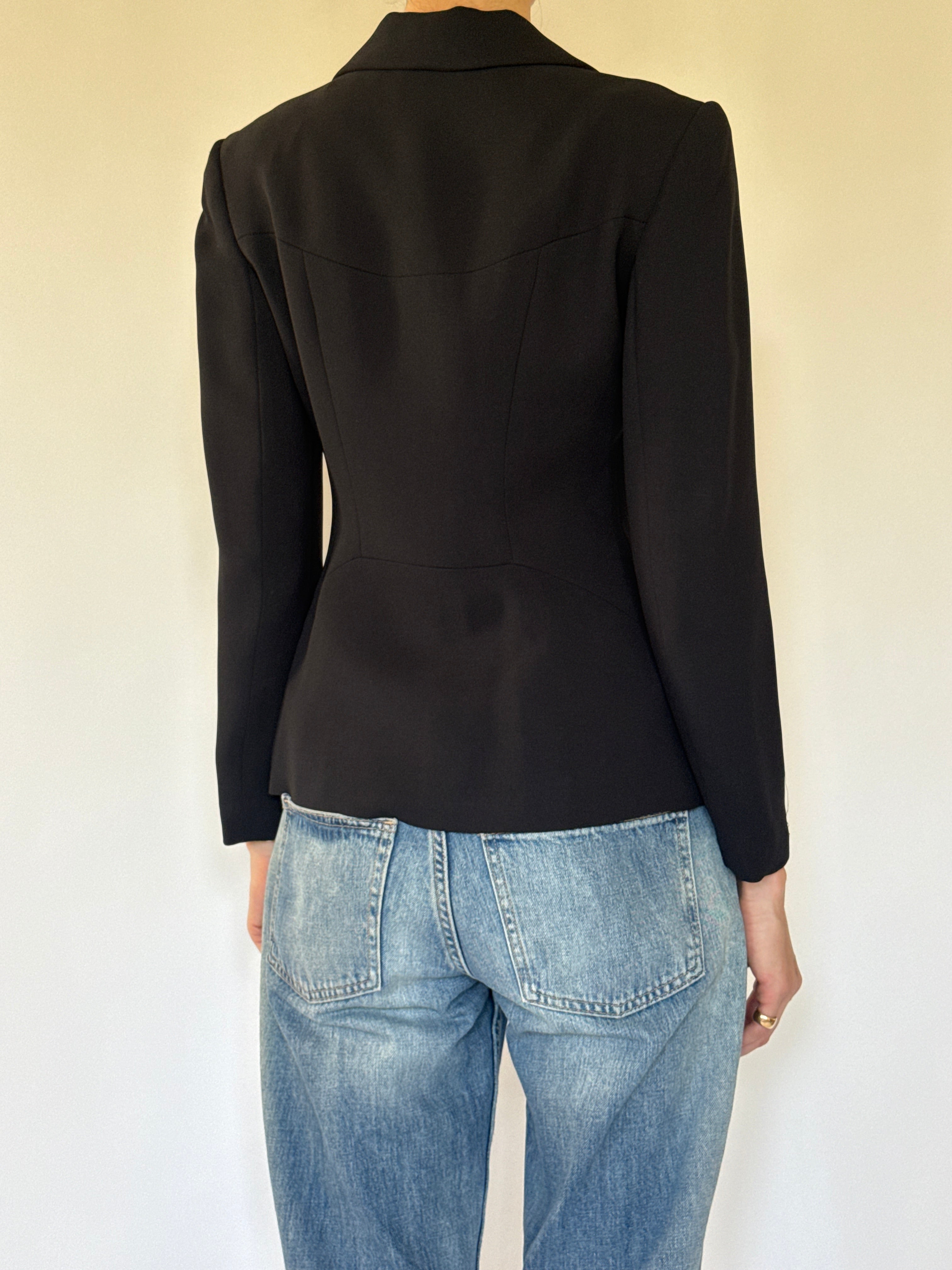 Vintage black sculpted blazer back view