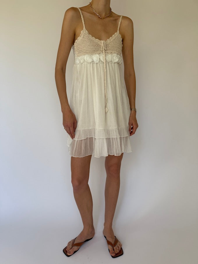 Vintage mini dress in cream 6098