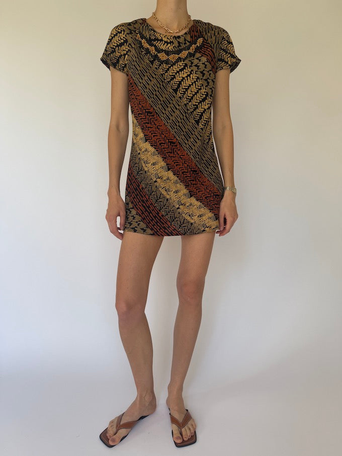 Vintage Tribal-Inspired Mini Dress 6095