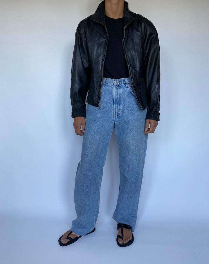 VINTAGE BLACK LEATHER JACKET 3048