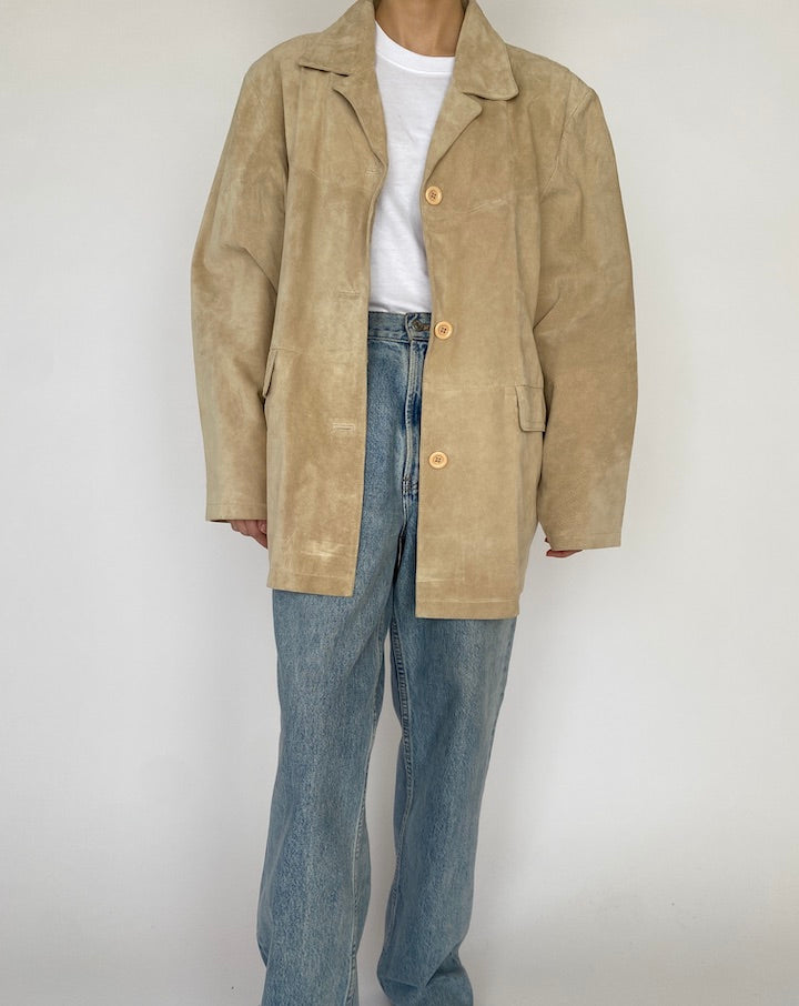 VINTAGE BEIGE SUEDE LEATHER JACKET 4529