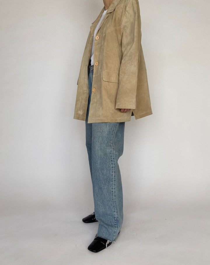 VINTAGE BEIGE SUEDE LEATHER JACKET 4529
