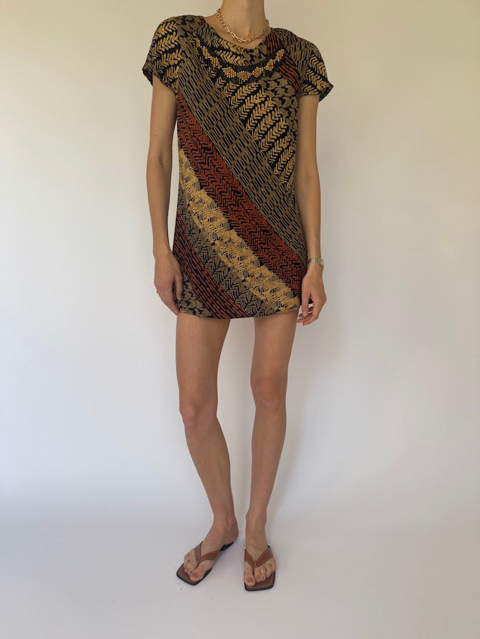 Vintage Tribal-Inspired Mini Dress 6095