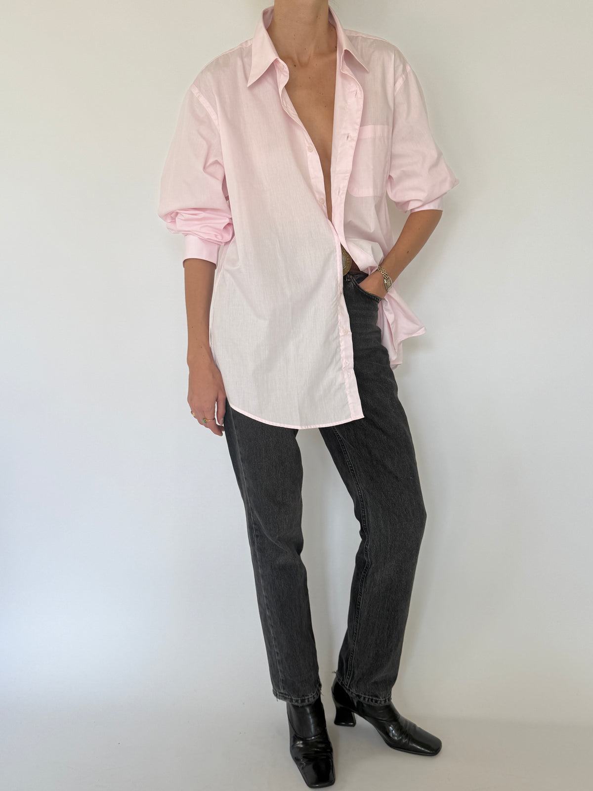 Vintage Light Pink Button-Up Shirt 8462
