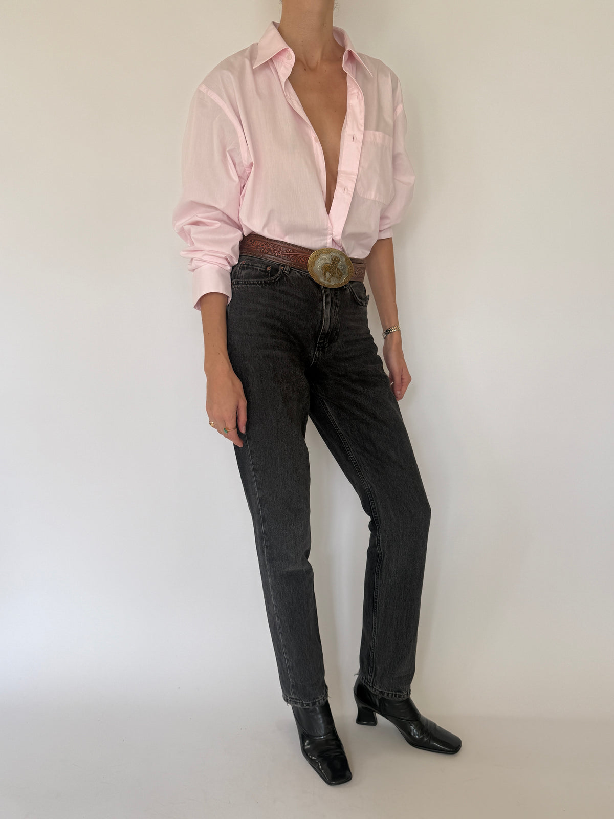 Vintage Light Pink Button-Up Shirt 8462