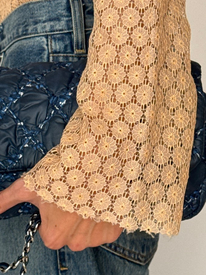 Vintage Crochet Top Beige 6362