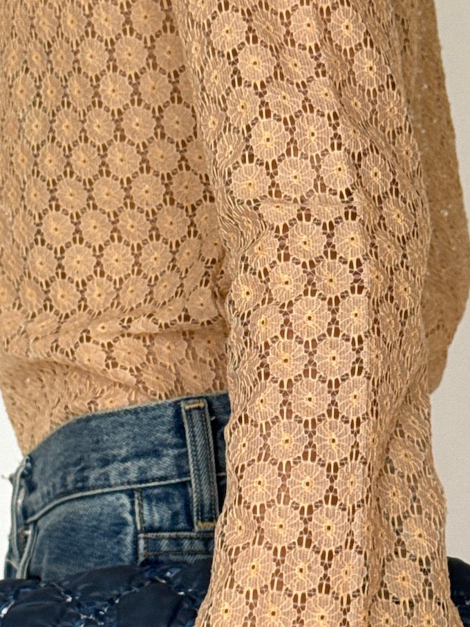 Vintage Crochet Top Beige 6362