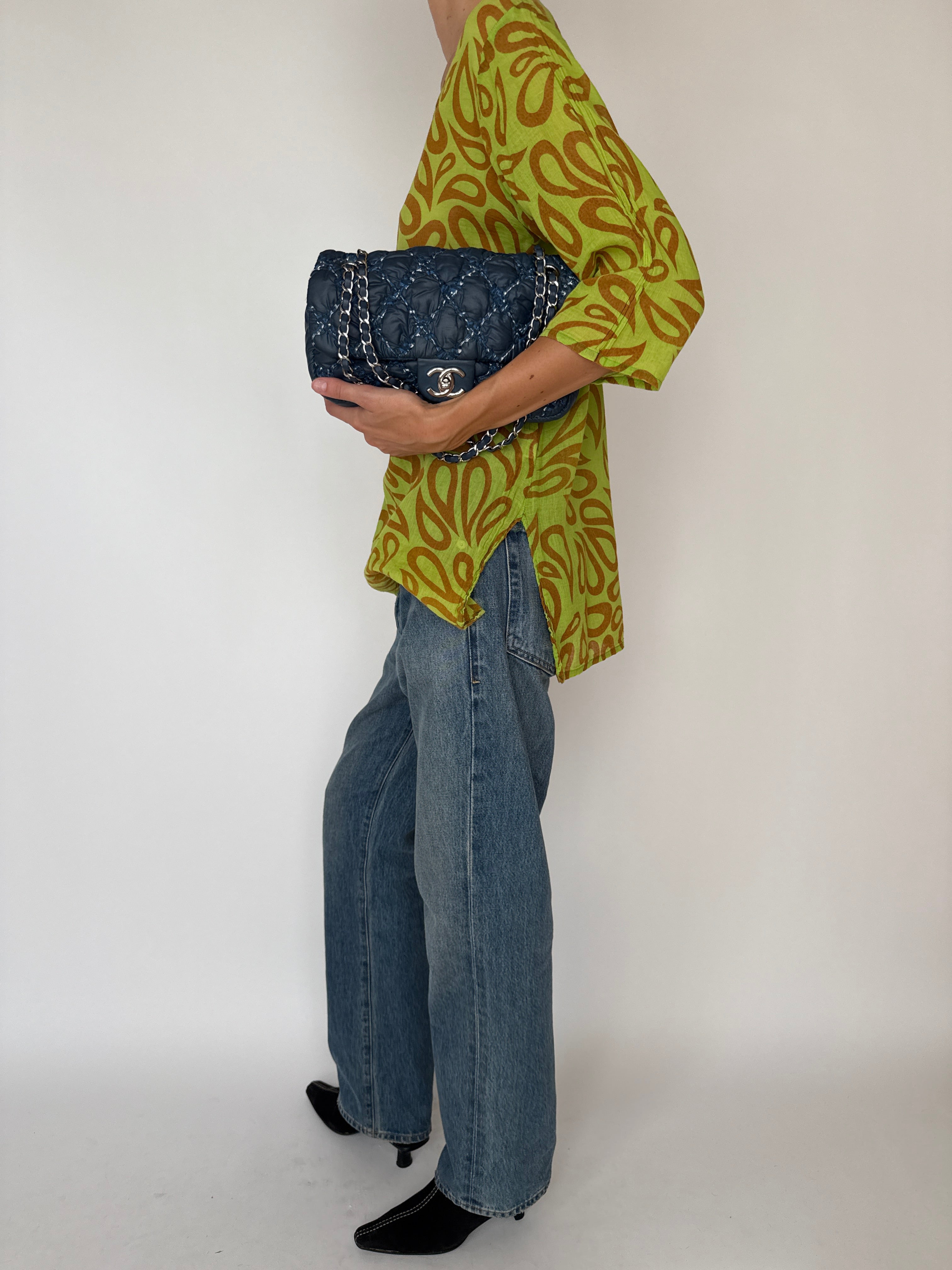 Vintage Light Weight Green and Brown Top 2071