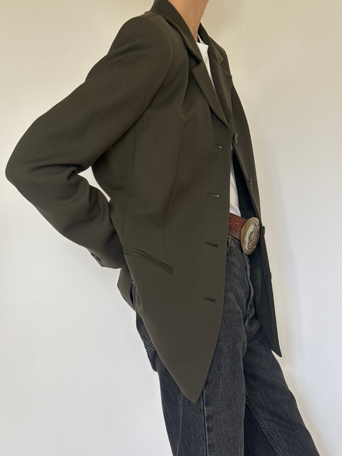 Vintage 100% Wool Blazer Green 8475