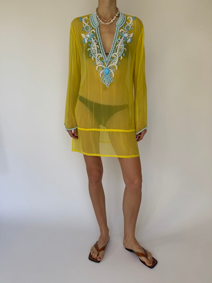 Vintage embellished sheer beach cover-up