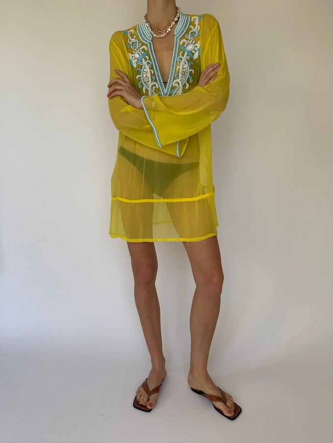 Vintage embellished sheer beach cover-up