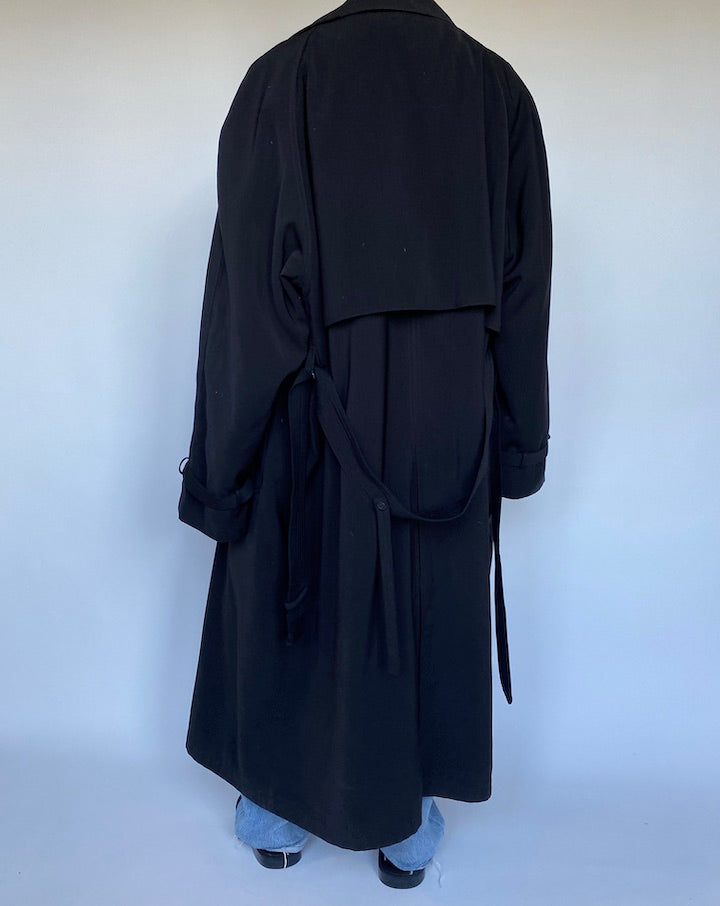 VINTAGE OVERSIZED BLACK TRENCH COAT 3052