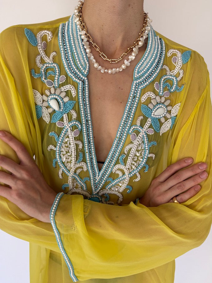 Vintage embellished sheer beach cover-up