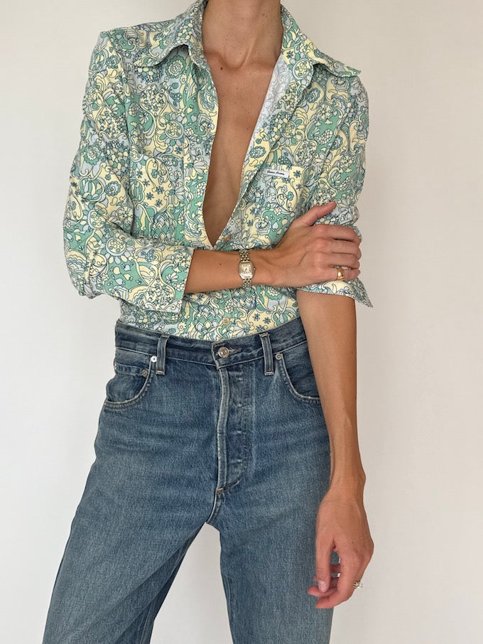 Vintage Long Sleeve Guess Paisley Blouse 5795