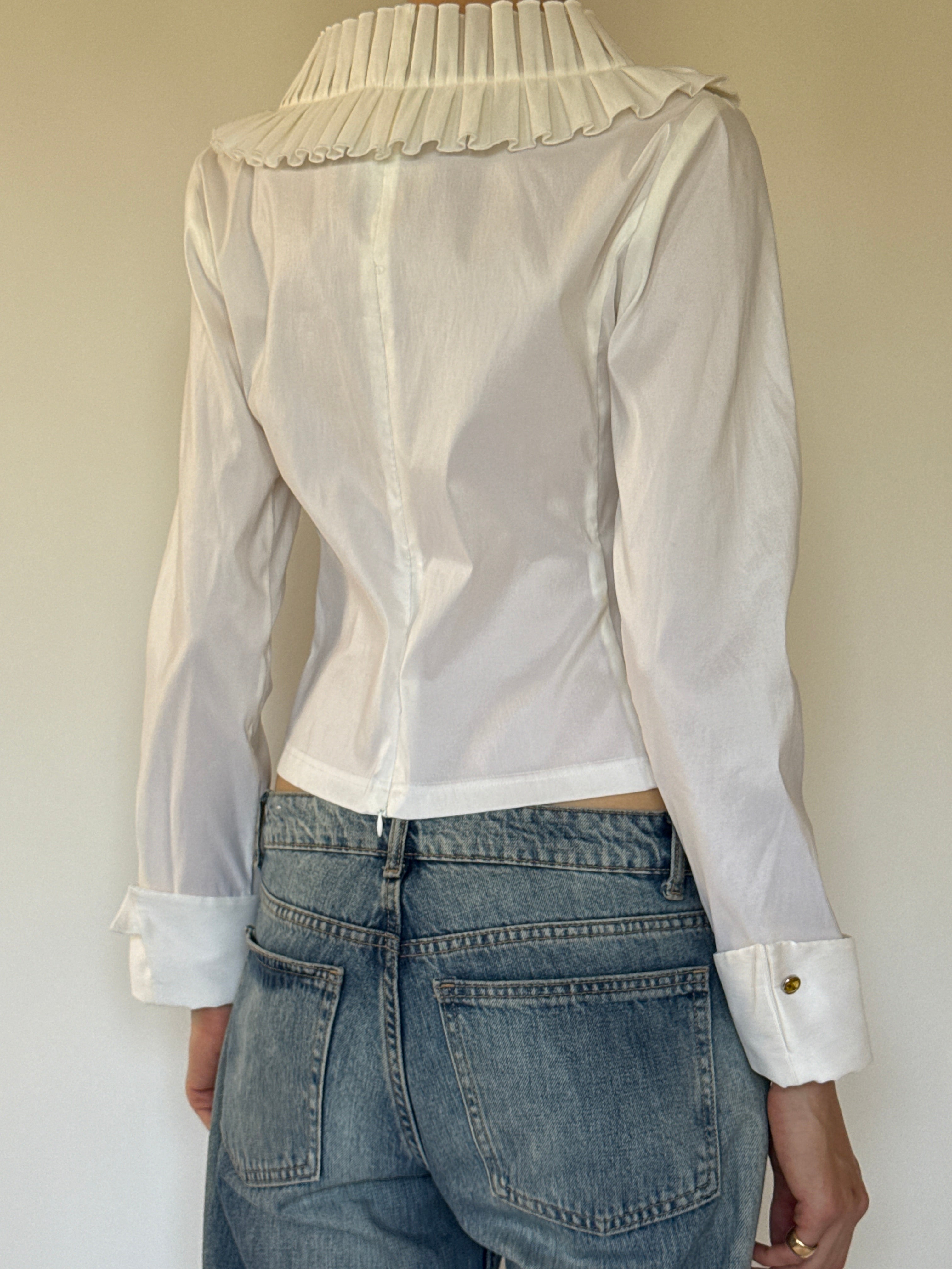 Vintage white wrap blouse back view