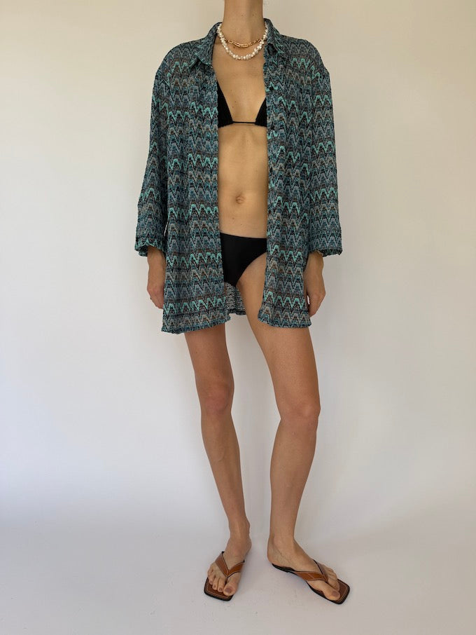 Vintage mesh zigzag Missoni-inspired shirt