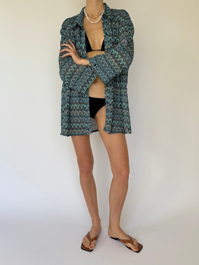 Vintage mesh zigzag Missoni-inspired shirt