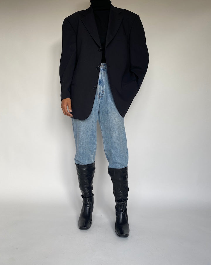 VINTAGE BLACK HUGO BOSS WOOL BLAZER 1750