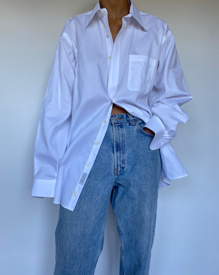 VINTAGE WHITE BUTTON DOWN LONG SLEEVE SHIRT 3058
