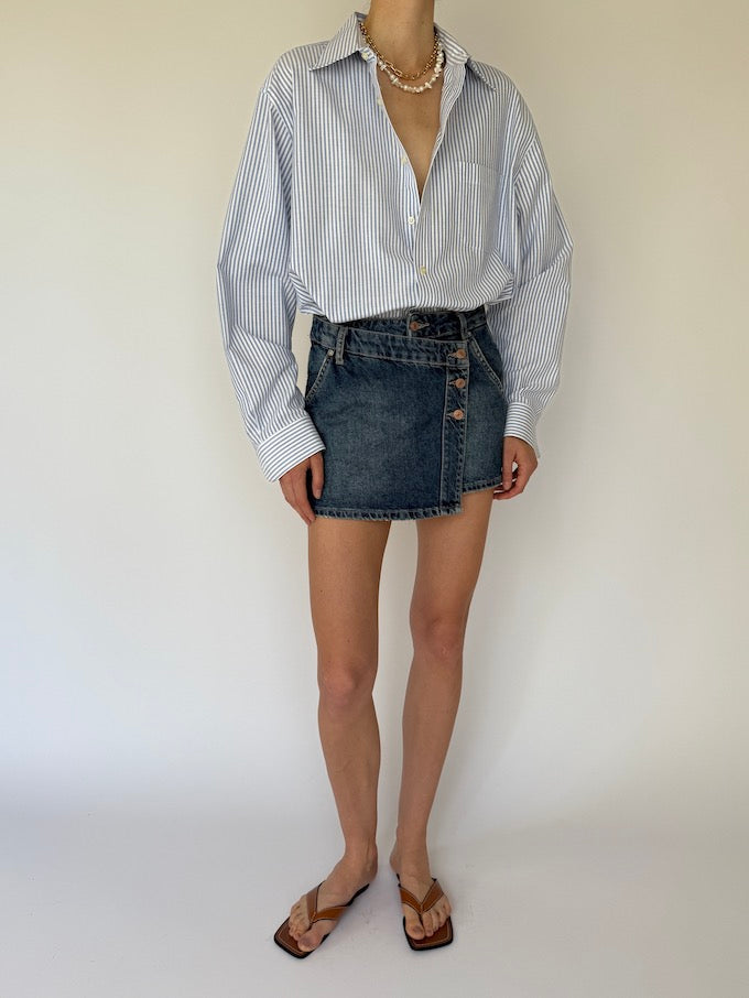 Vintage Striped Shirt White & Blue 6111