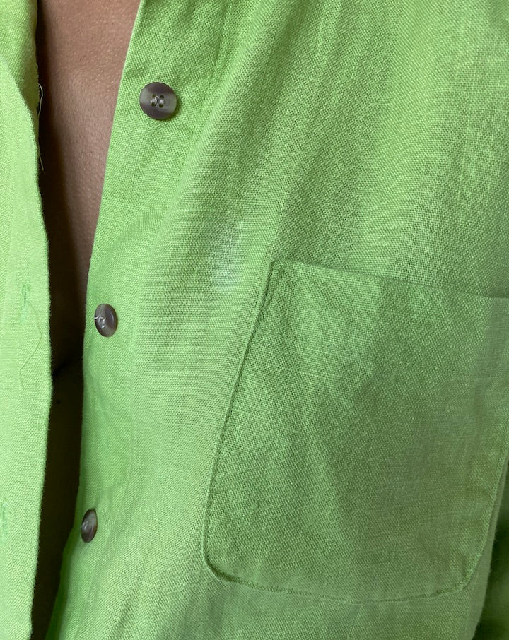 VINTAGE GREEN LINEN SHIRT 3059