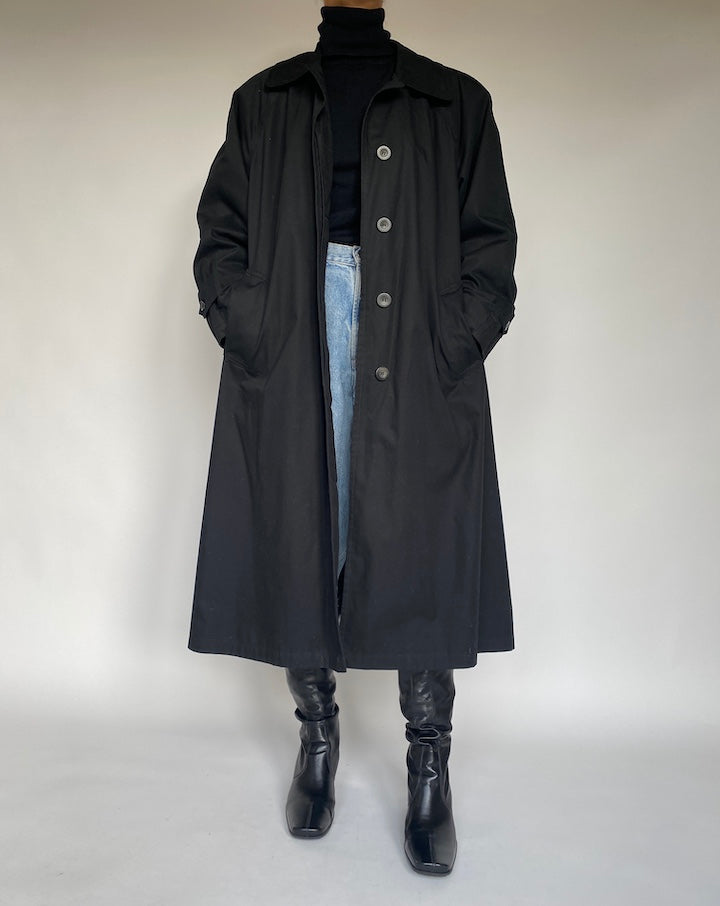 VINTAGE BLACK LONG OVERSIZED COAT 1752