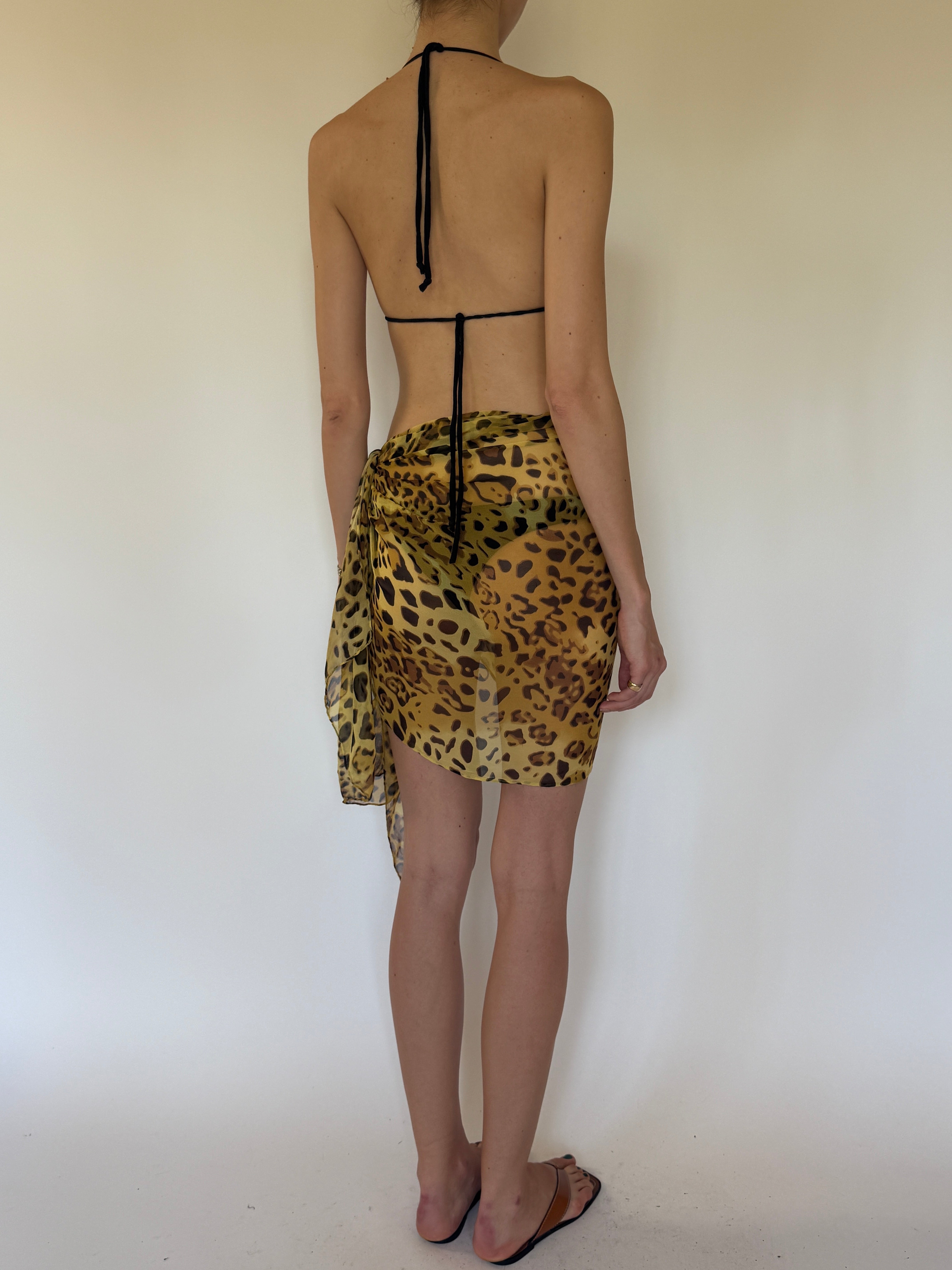 Vintage leopard print sarong wrap cover-up back view