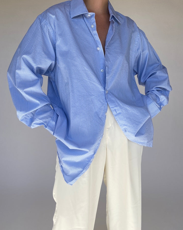 VINTAGE CALVIN KLEIN BLUE STRIPED SHIRT 118