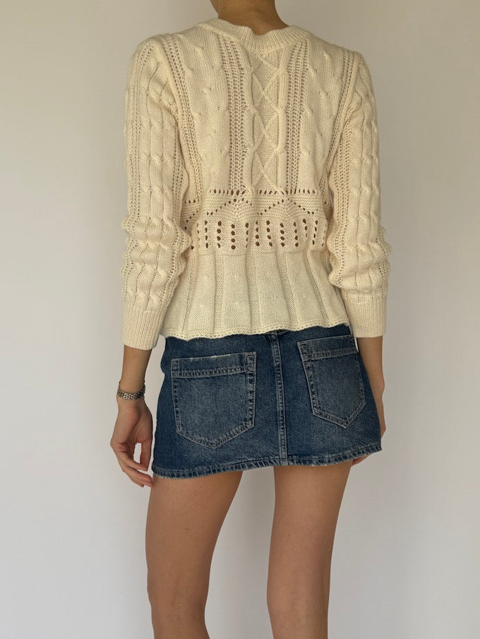 Vintage Cream Cable-Knit Sweater 6139