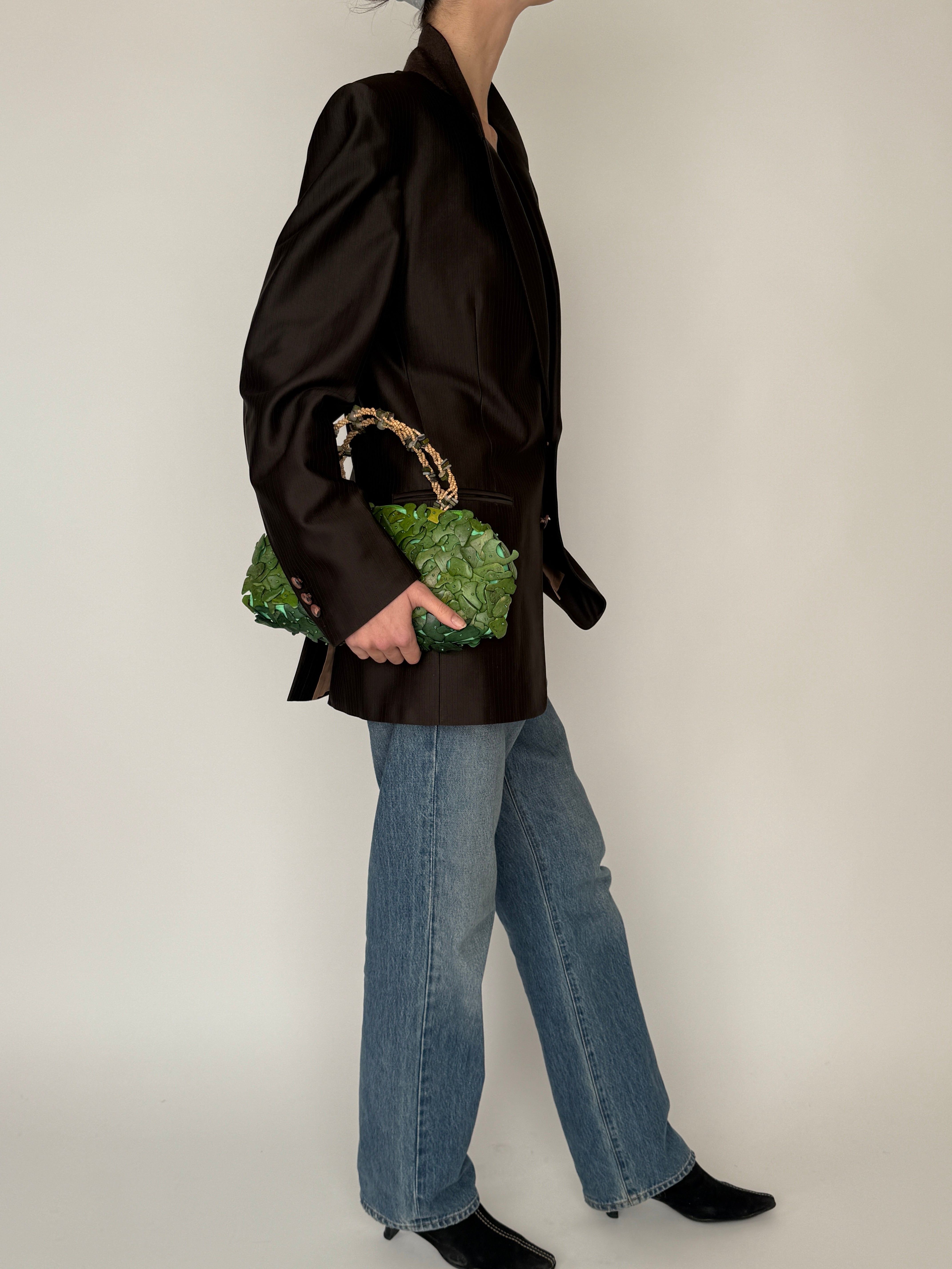 Vintage brown blazer side view