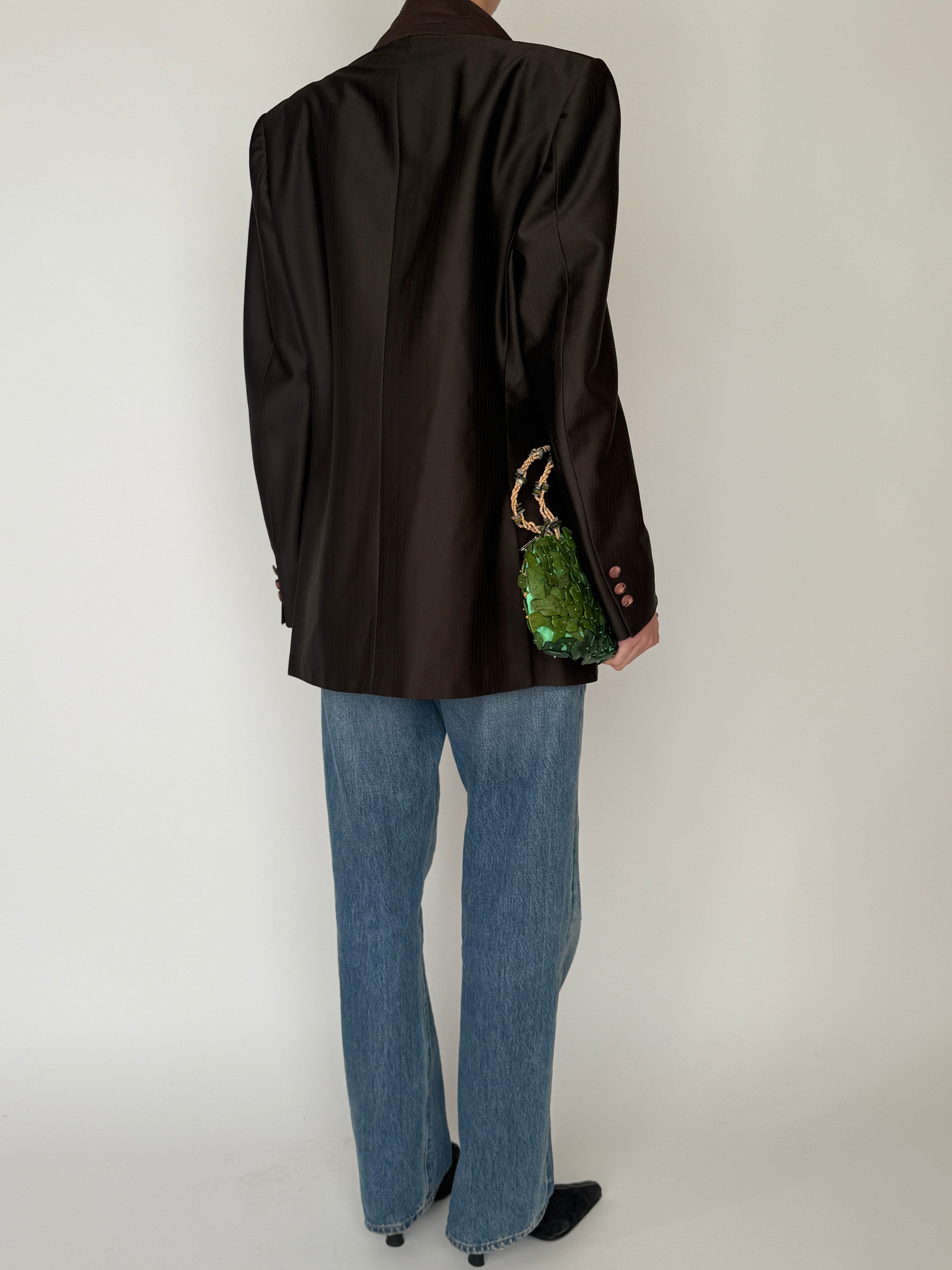 Vintage brown structured blazer back view