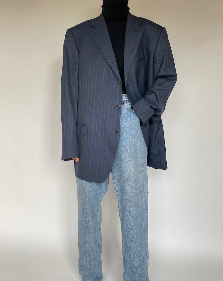 VINTAGE OVERSIZED BLUE STRIPED BLAZER 1756