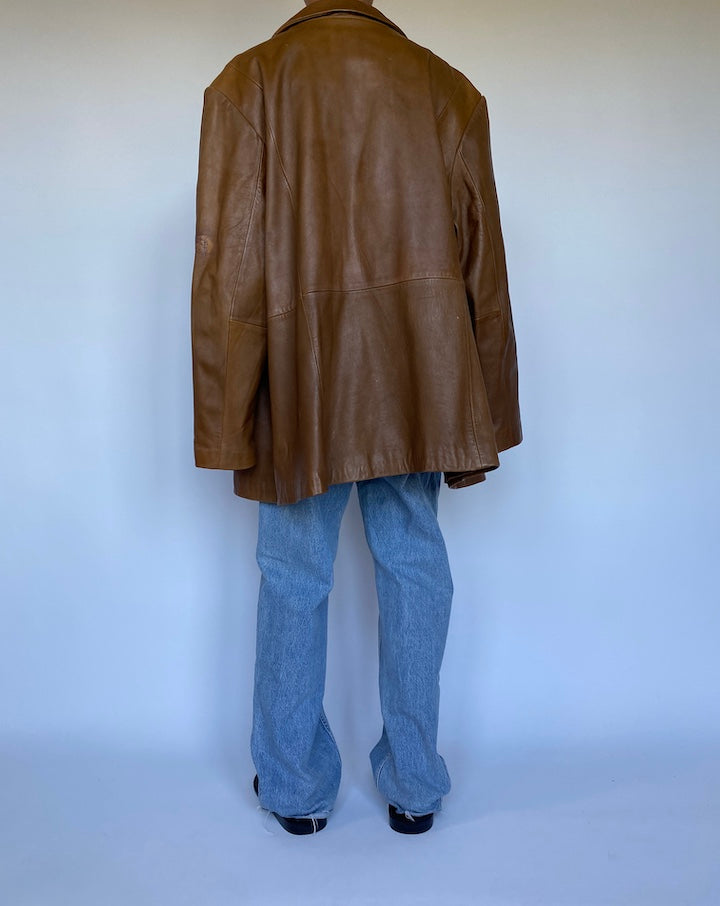 VINTAGE OVERSIZED BROWN LEATHER JACKET 3065