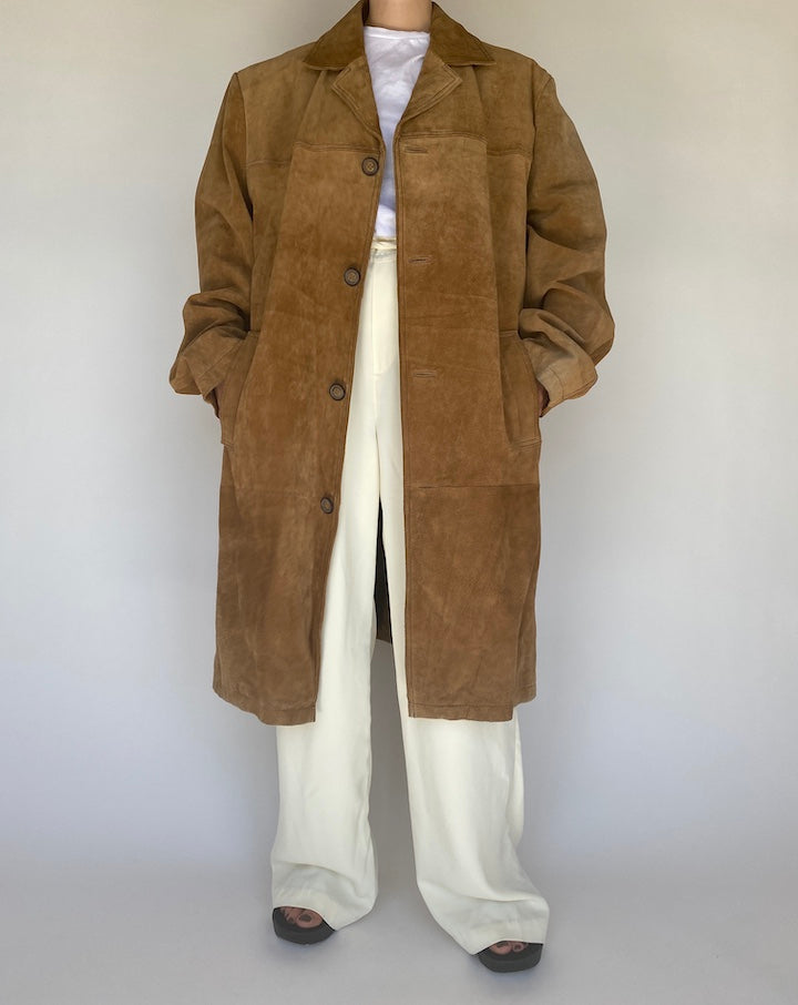 VINTAGE OVERSIZED LONG SUEDE LEATHER JACKET 1122
