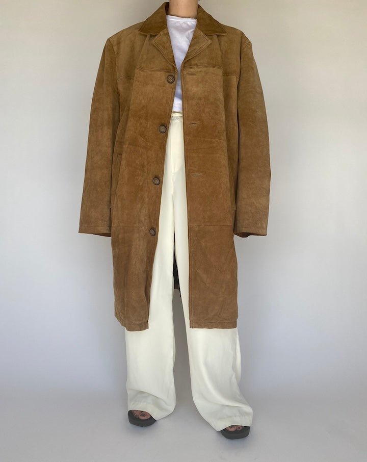 VINTAGE OVERSIZED LONG SUEDE LEATHER JACKET 1122